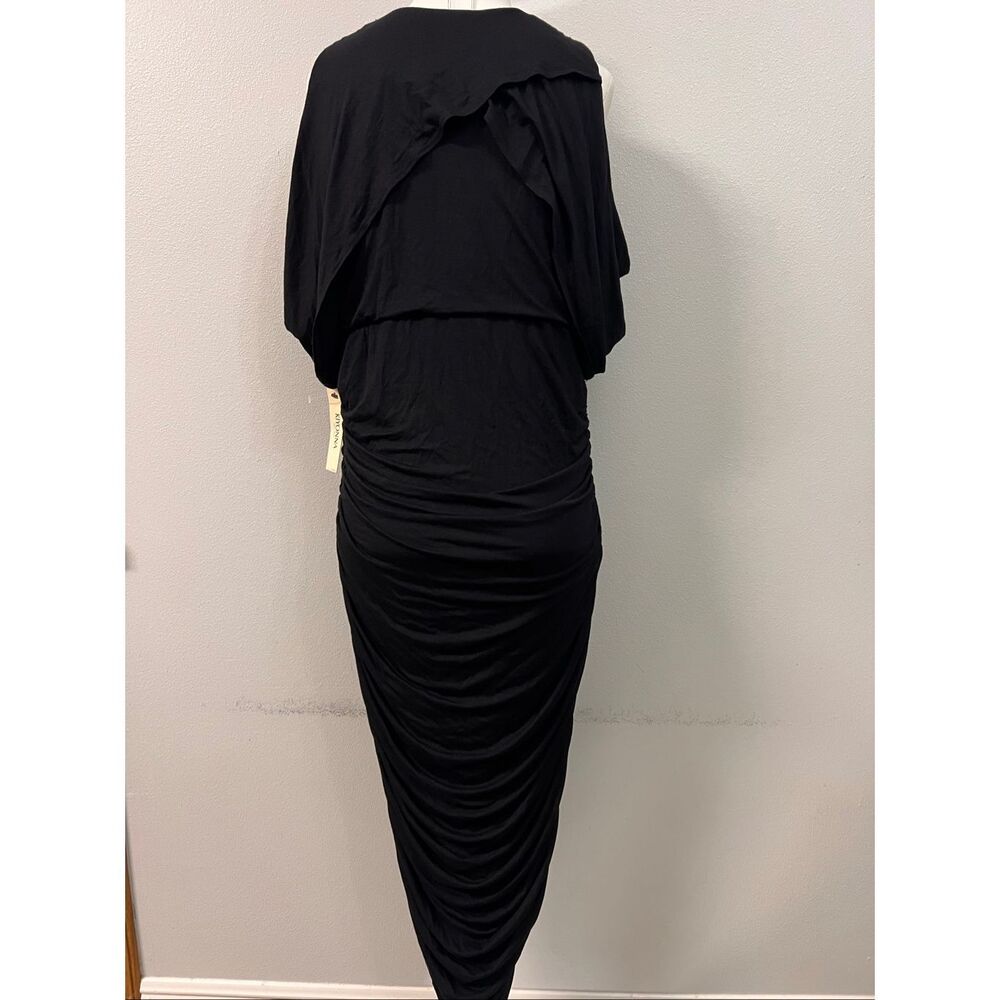 NWT Kiyonna Women's Ruched Bianca Cold Shoulder Bodycon Midi Dress Black 1X - Picture 5 of 6